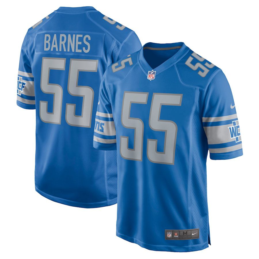 Men Detroit Lions #55 Derrick Barnes Nike Blue Game Player NFL Jersey